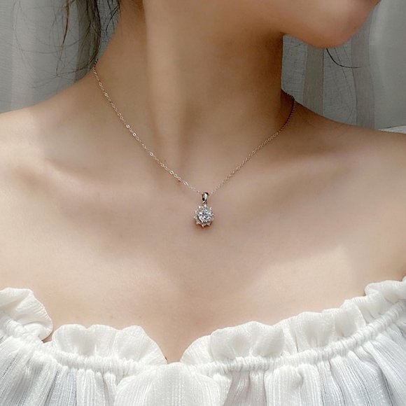 Certified 1ct. t.w. Diamond Moissanite Sunflower Necklace NEW - Picture 5 of 9